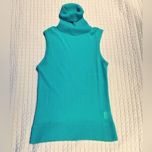 DKNY Sleeveless Teal Turtleneck Sweater